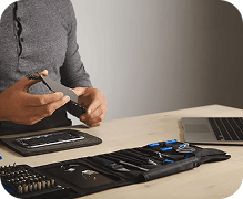 Disassembled mobile phone with spare parts